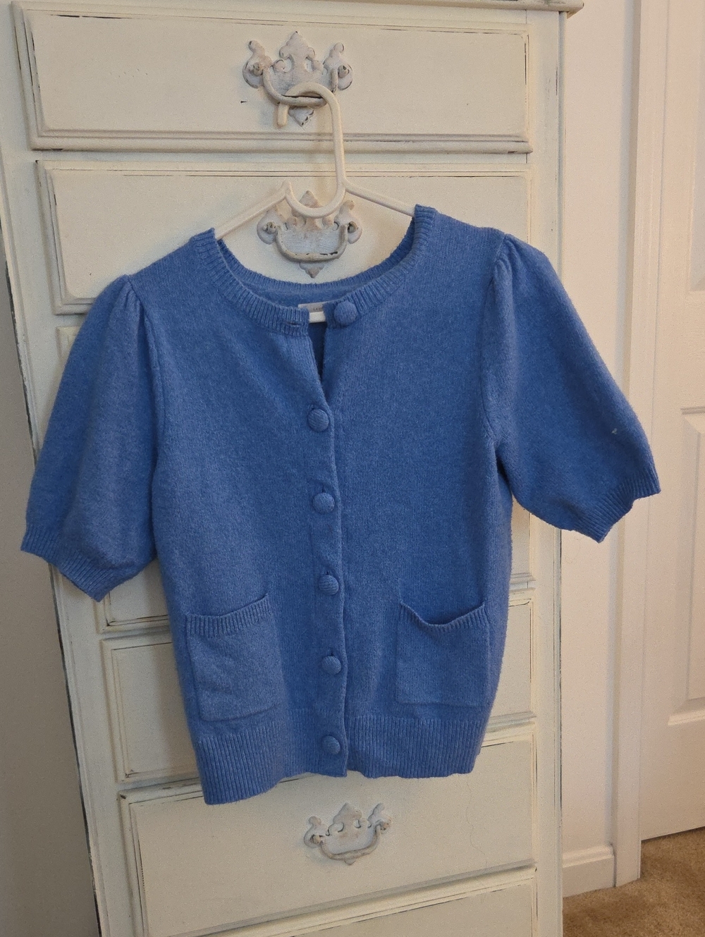 Lauren Conrad Short-Sleeve Button Cardigan - Blue